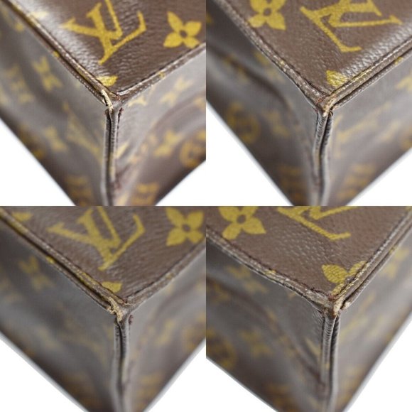 LOUIS VUITTON Logo Sac Plat Hand Tote Bag Monogram Leather Brown M51140 81YA132 - Picture 7 of 16